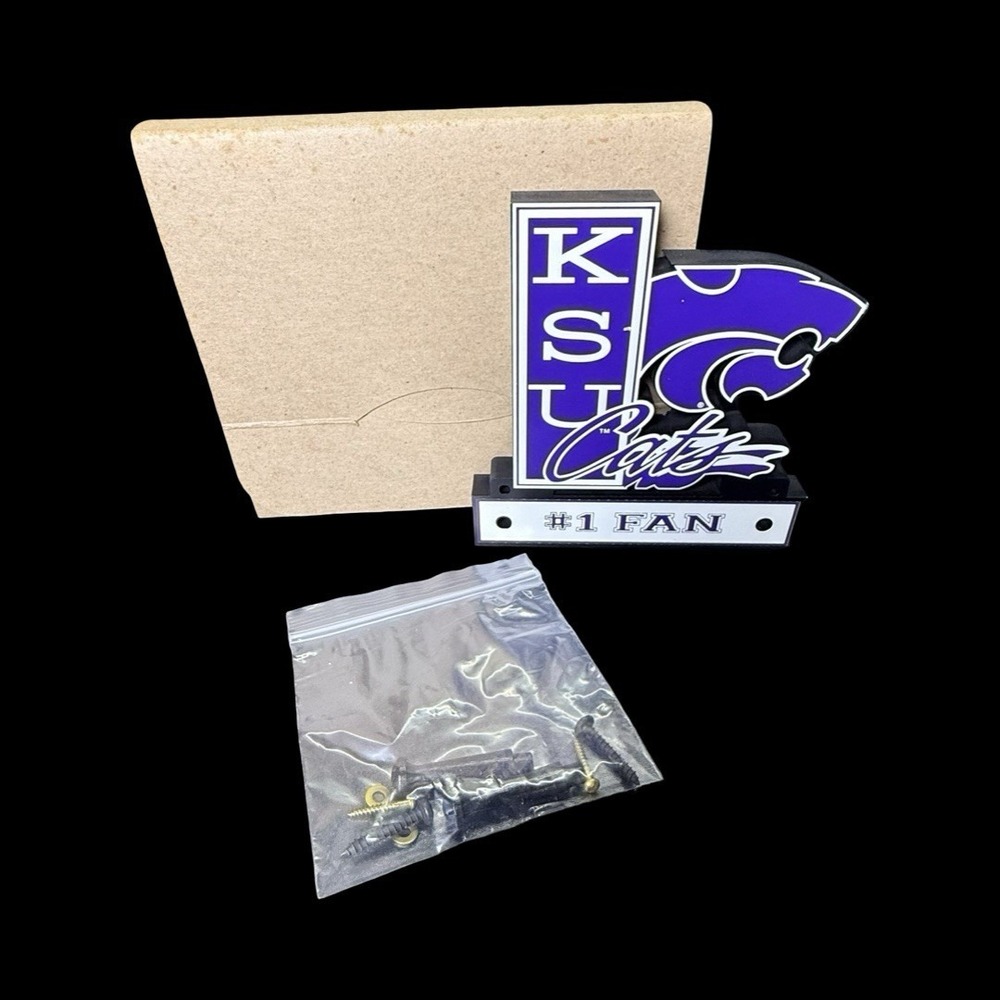 Kansas State Wildcats KSU #1 Fan Wooden Key Holder Pegs & Screws Shelia's